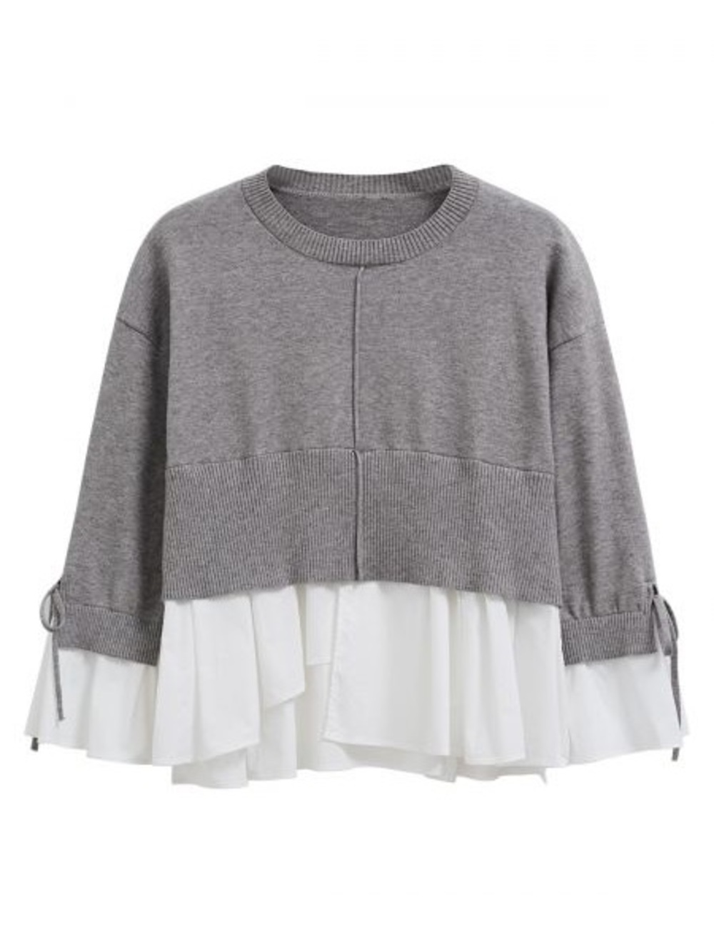 Gray Layered Ruffle Hem Pullover Top